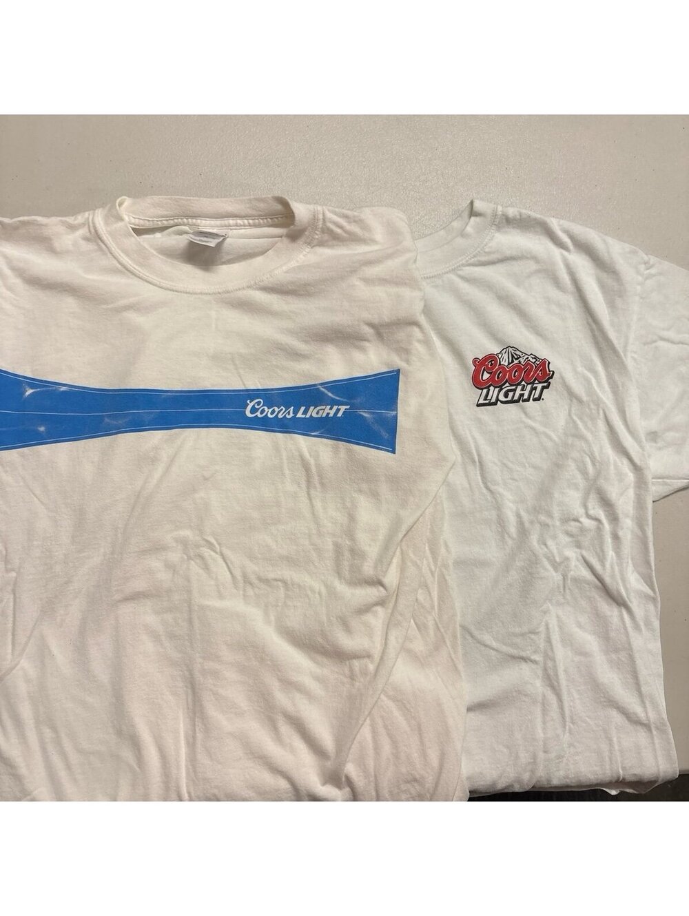 Vintage Coors Light T-Shirts Lot of 2 White XL Beer Brewing Promo Graphic